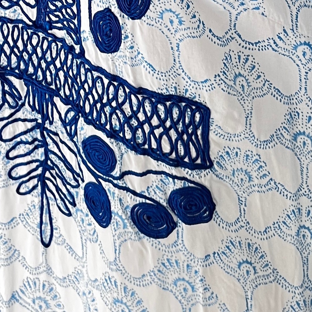 Roberta Roller Rabbit Blue Boho Long Sleeve Tunic Cover Up Dress XS - Picture 4 of 12